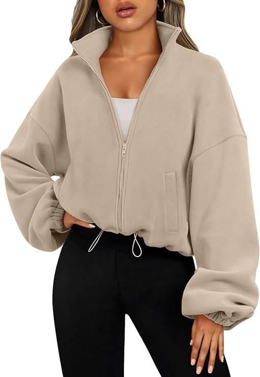 AUTOMET Womens Fleece Jackets Zip Up Oversized Sweatshirts Winter Clothes Long Sleeve Crop Sherpa... | Amazon (US)