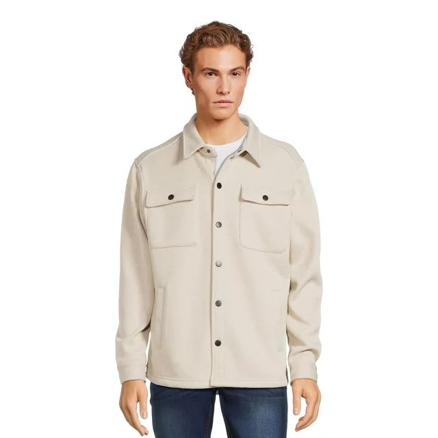 George Men's Knit Fleece Shirt Jacket with Chest Pockets, Sizes S-3XL | Walmart (US)