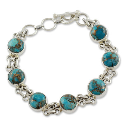Silver and Comp Turquoise Bracelet from India Jewelry | NOVICA