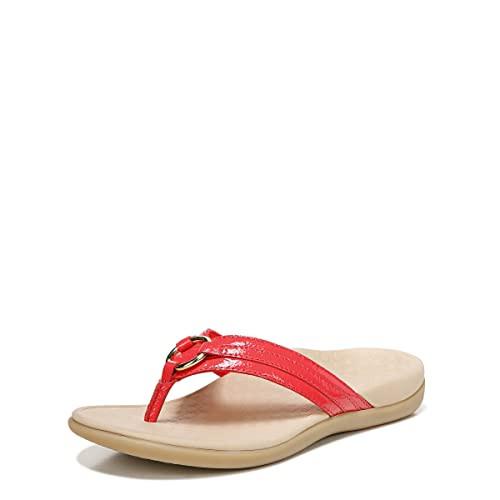 Vionic Women's Tide Aloe Toe Post Sandals- Supportive Ladies Sandals That Include Three-Zone Comfort with Orthotic Insole Arch Support, Poppy Crinkle Patent 6 Medium | Amazon (US)