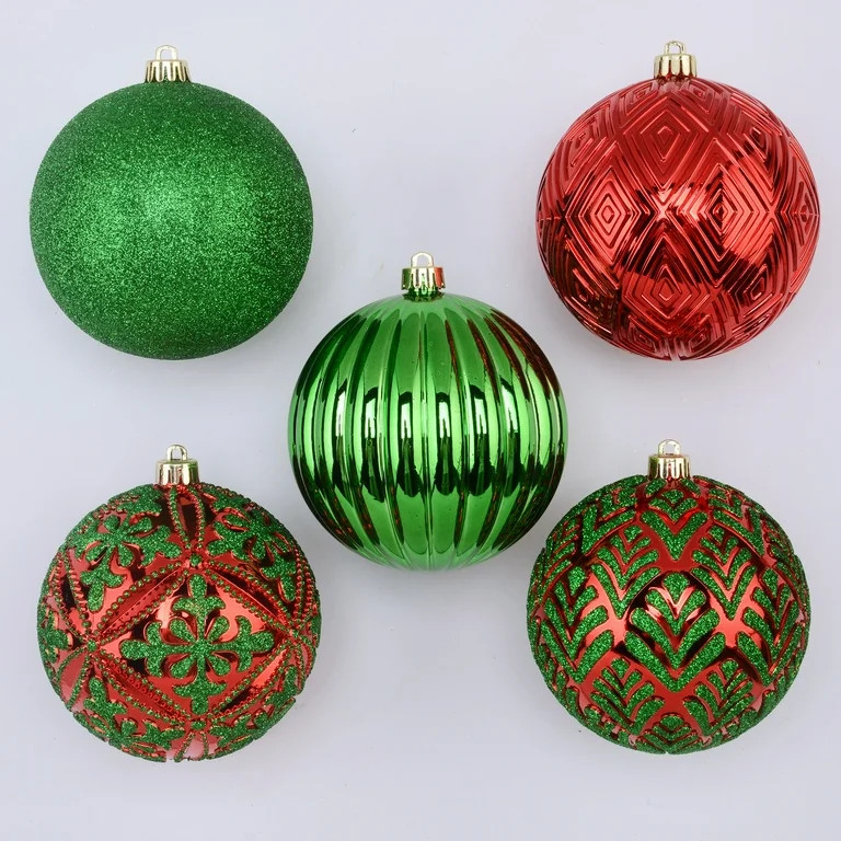Red & Green Shatterproof Round Christmas Ornaments, 9 Count, by Holiday Time | Walmart (US)