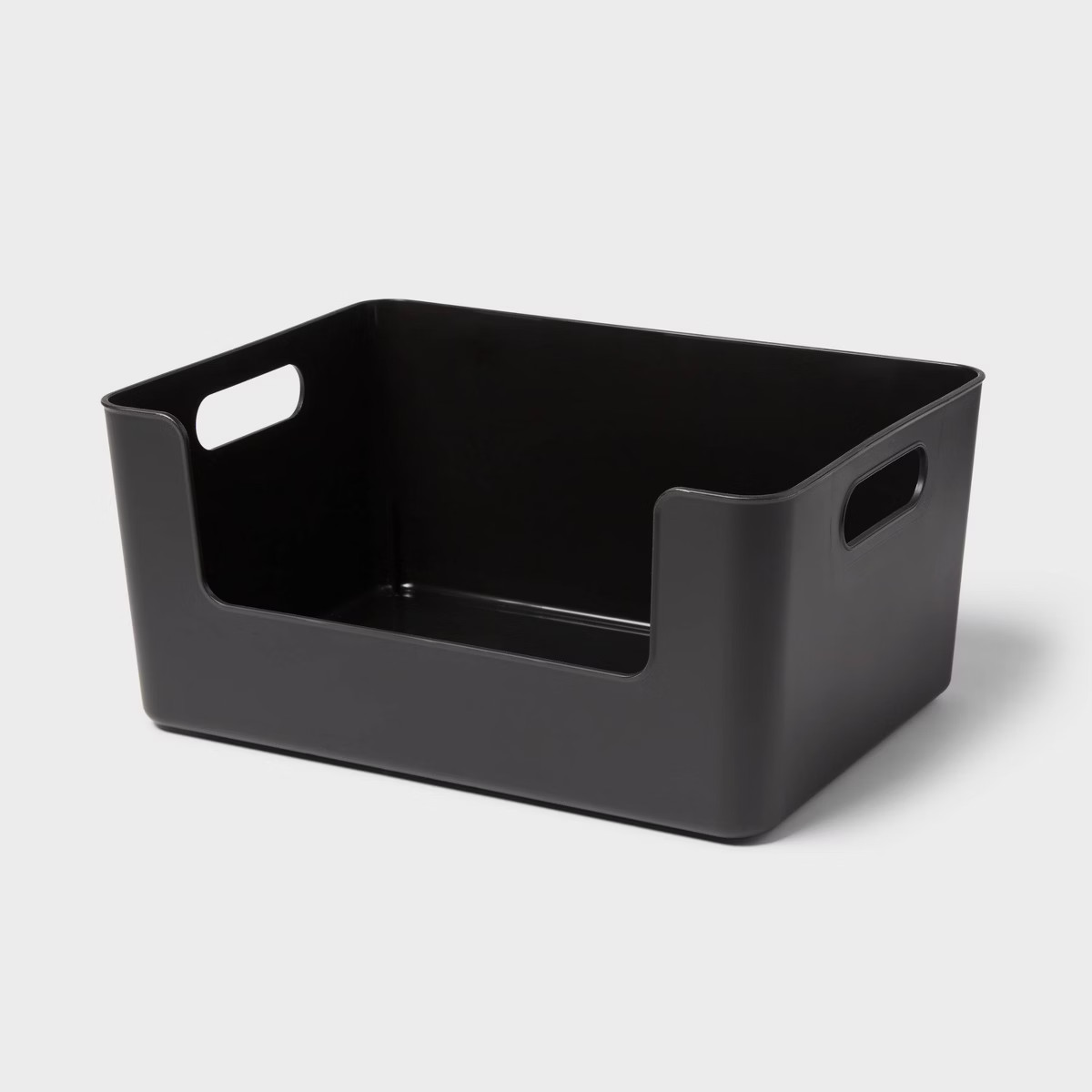 Large Plastic Open Face Pantry Bin Black - Brightroom™: Kitchen Cabinet Organizer, 13"x9.5"x6" ... | Target
