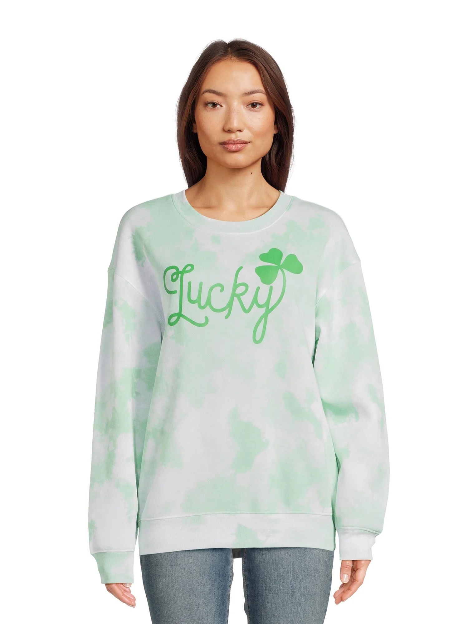 St. Patrick’s Day Juniors’ Tie-Dye Graphic Sweatshirt with Long Sleeves, Sizes XS-XXXL - Walm... | Walmart (US)