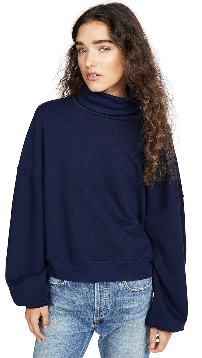 Balloon Sleeve Turtleneck Sweatshirt | Shopbop