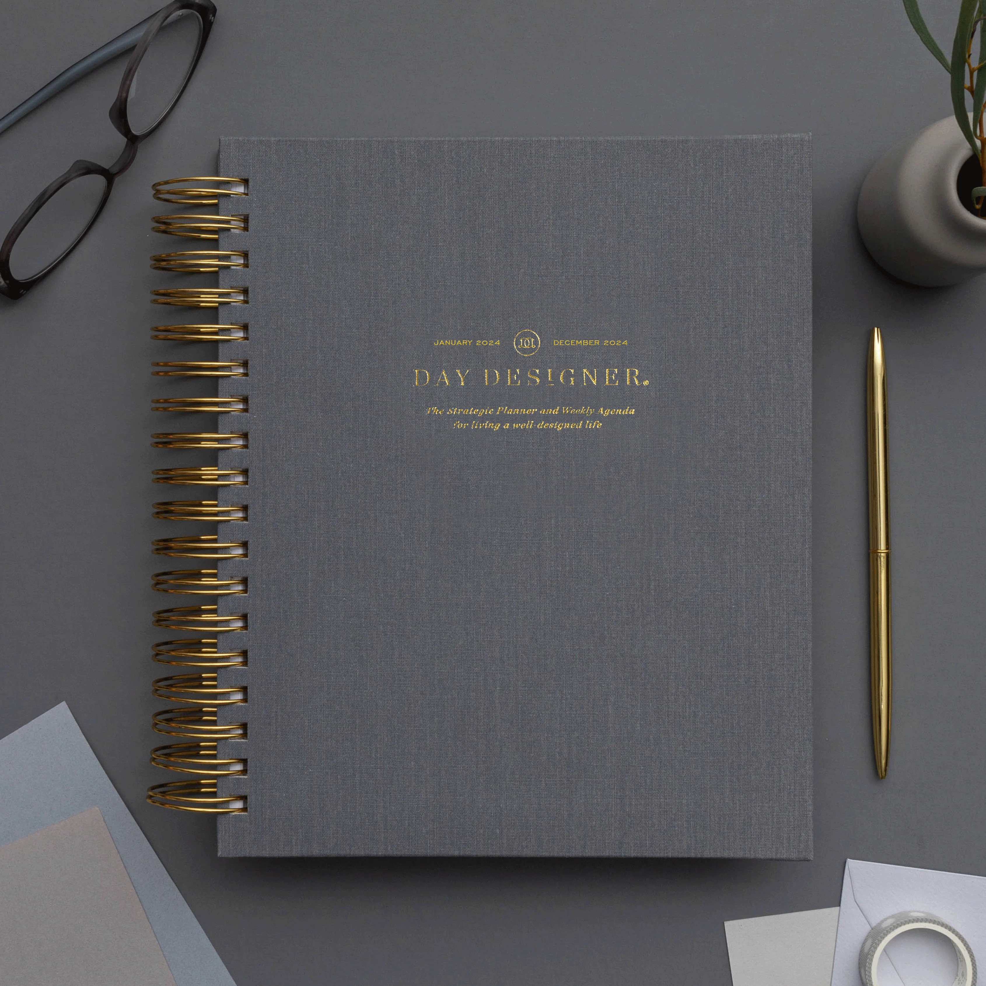 2024 Weekly Planner: Charcoal Bookcloth | Day Designer