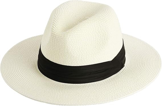 FURTALK Panama Hat Sun Hats for Women Men Wide Brim Fedora Straw Beach Hat UV UPF 50 | Amazon (US)