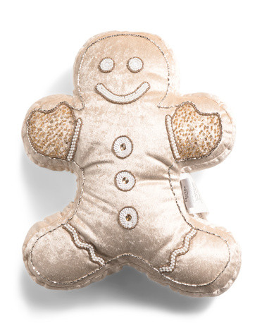 15x16 Beaded Gingerbread Man Shaped Pillow | TJ Maxx
