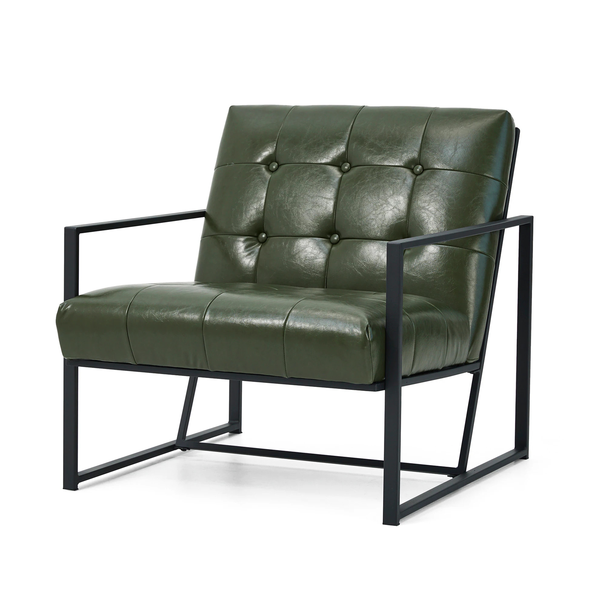 Glitzhome 25.75-in W Modern Green Faux leather Accent Armchair | 2000700022 | Lowe's