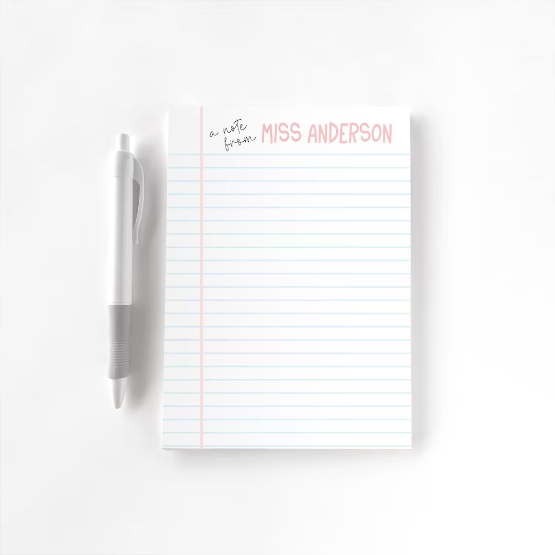 Teacher Personalized Notepad, Custom Teacher Pad, Teacher Appreciation, Writing Pad, Gift for Tea... | Etsy (US)