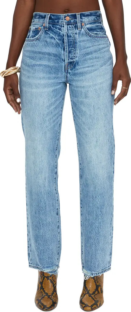 Pistola Cassie Embellished High Waist Ripped Straight Leg Jeans | Nordstrom | Nordstrom