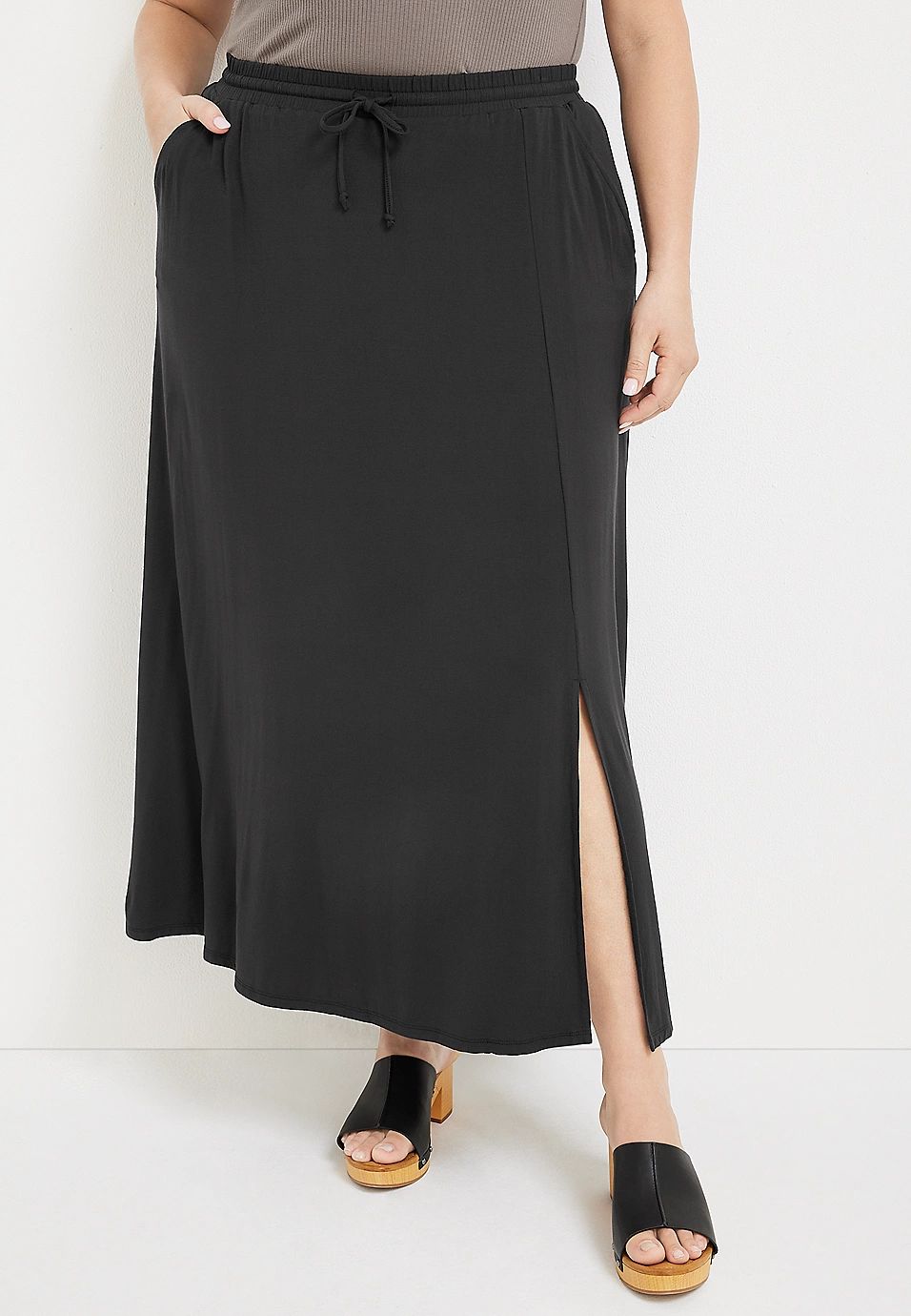 Plus Size Drawstring Waist High Rise Maxi Skirt | Maurices