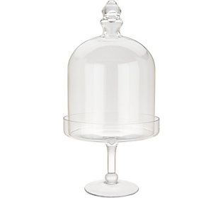 2-Piece Glass Cloche on Pedestal w/ Footed Baseby Valerie | QVC