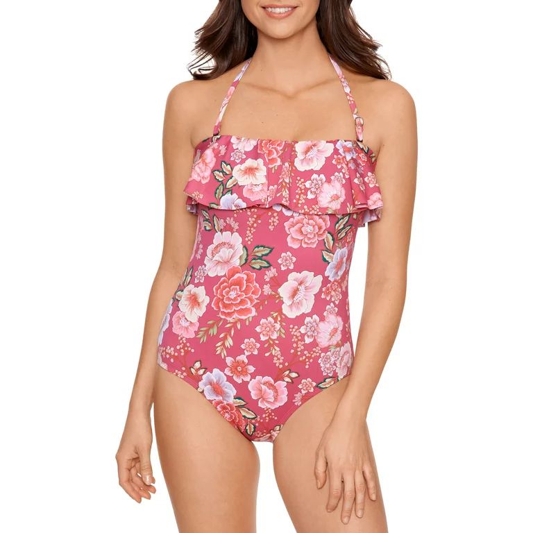 Time and Tru Women’s and Women's Plus Spring Vibes Strapless One Piece Swimsuit - Walmart.com | Walmart (US)