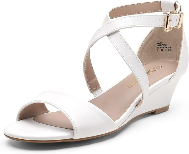 DREAM PAIRS Women's Low Wedge Sandals Ankle Strap Heel Sandal Open Toe Wide Dress Summer Shoes | Amazon (US)
