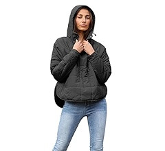 Women's Pullover Puffer Jacket Quilted Lightweight Dolman Sleeve Button Down Hooded Padded Coat w... | Amazon (US)