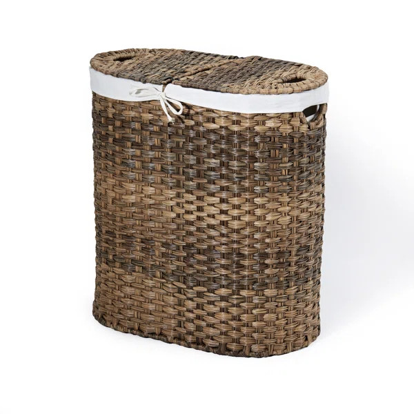 Handwoven Double Lidded Oval Hamper Sorter | Wayfair North America