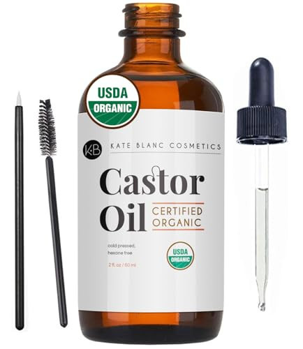 Kate Blanc Cosmetics Castor Oil Organic for Hair, Lashes, Face (2oz), 100% Pure, Cold Pressed, Hexane Free. Eyelash Serum for Thicker-Looking Eyelashes & Eyebrows | Amazon (US)