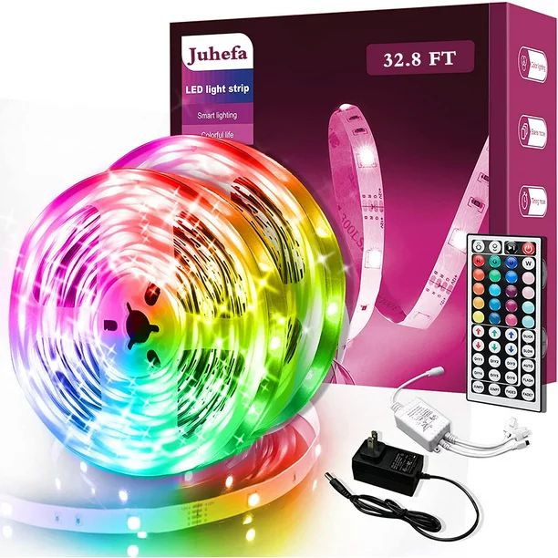 32.8' LED Strip Lights 5050 RGB Color Changing Room Lights Indoor with Remote for Room Wall Party... | Walmart (US)