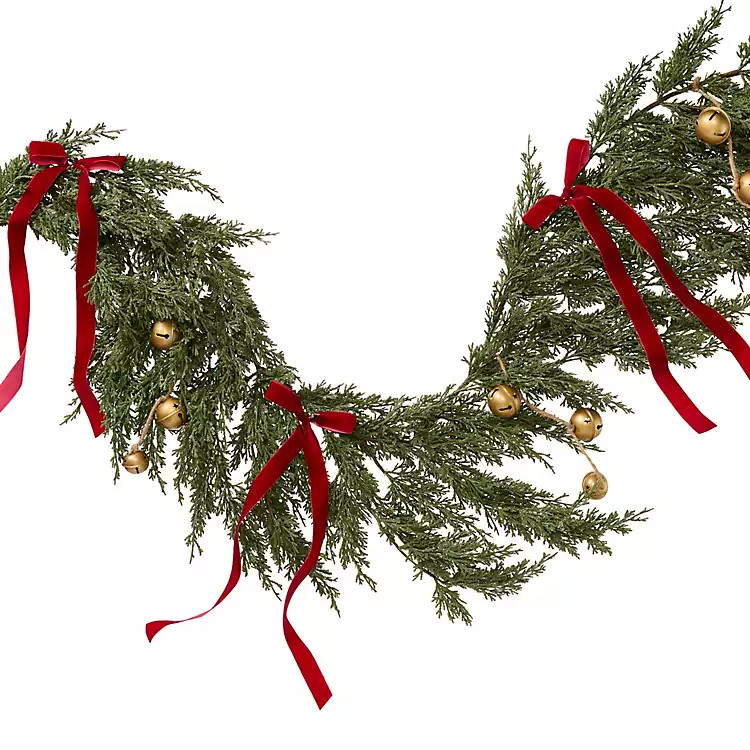 Juniper with Bow 6ft Garland | Kirklands