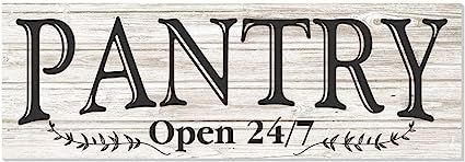 Pantry Open 24/7 White tin Sign 16" x 6" tin Sign Wall Decor | Amazon (US)