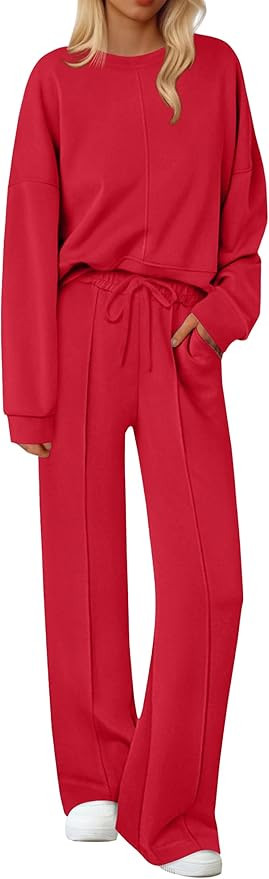 Ekouaer Pajama Sets for Women 2 Piece Lounge Sets Long Sleeve Sleepwear Top and Pants Cozy Pjs Lo... | Amazon (US)