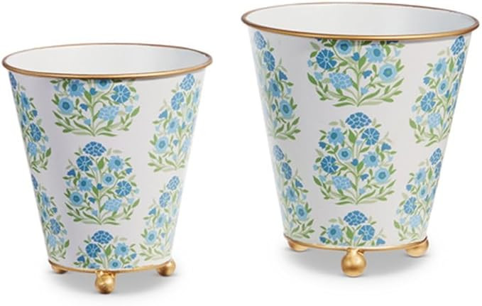 Raz Imports 2024 Green Meadows 5.75" Floral Cachepot Containers, Set of 2 | Amazon (US)