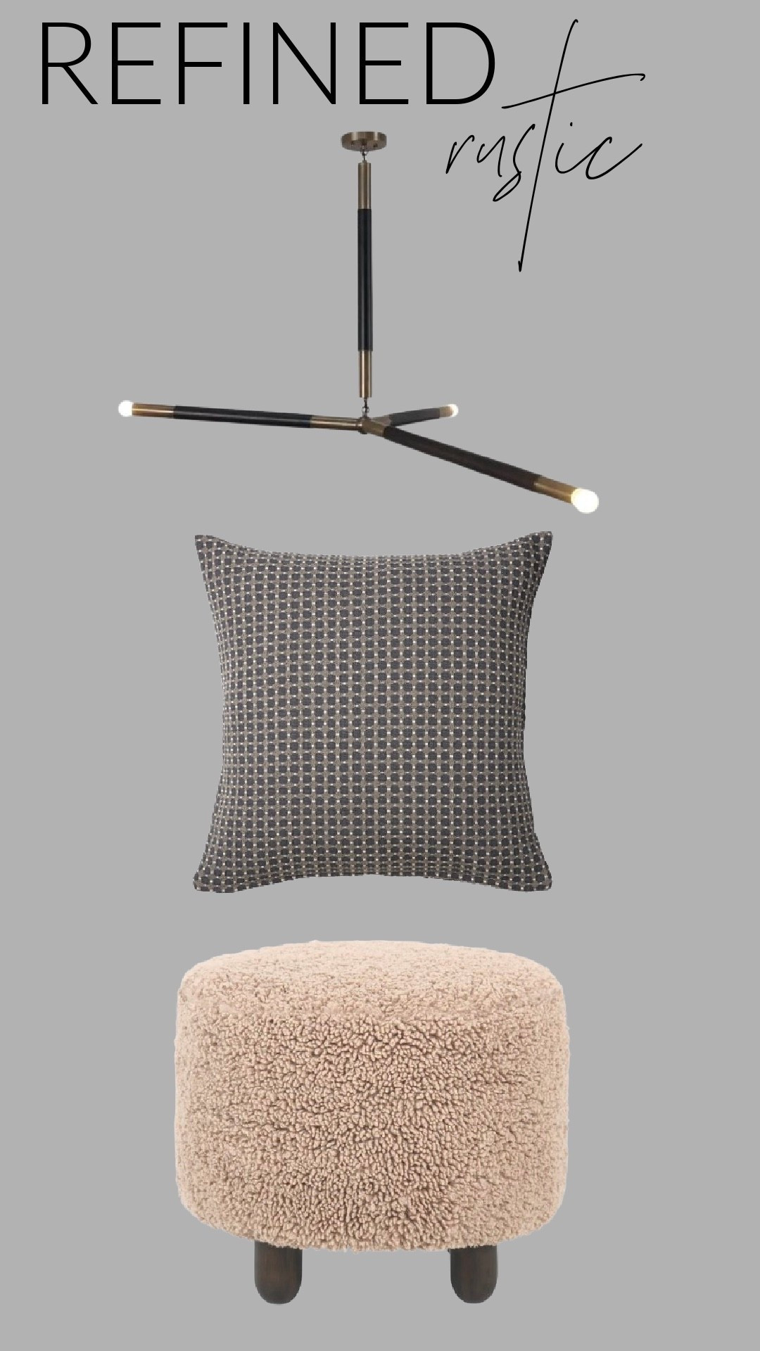 Refined rustic is one of my favorite ways to add warmth while still keeping a space feeling clean and elevated. Think simple lines, rich textures, and a mix of soft neutrals with darker accents.

This look layers a sculptural modern chandelier, a textured patterned pillow, and a cozy boucle ottoman for that perfect balance of rustic warmth and modern polish.

I linked the exact pieces (or very close lookalikes) so you can easily recreate this refined rustic mix in your own home.

#LTKHome