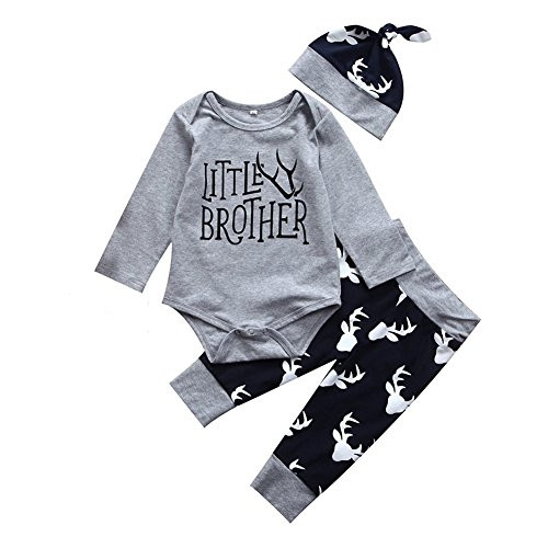 GRNSHTS Baby Boys 2 Style Deer Print Pants Set Twins Brother Suit (9-12 Months, Little Brother) | Amazon (US)