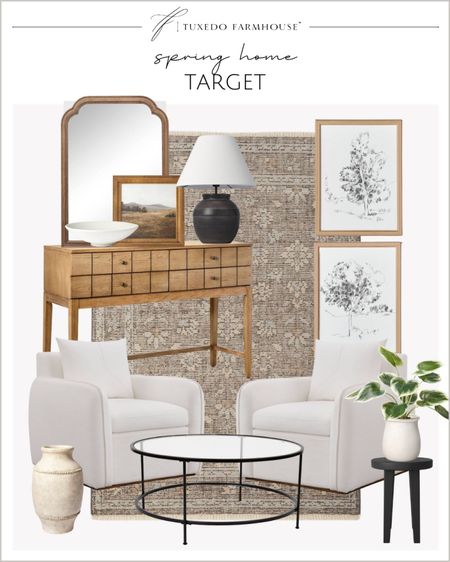 Spring home refresh with Target. 

Accent chairs, area rugs, coffee tables, stool table, faux plants, pottery vases, console tables, wall mirrors, landscape art, table lamps, home decor, spring decor, living room furniture  

#LTKFind #LTKstyletip #LTKhome