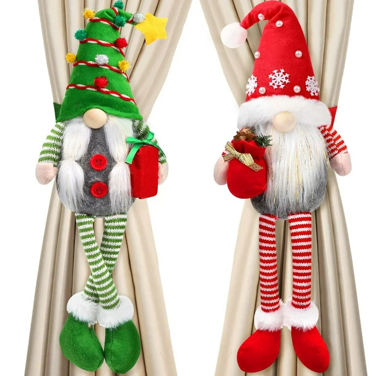 Ayieyill 2Pcs Christmas Elf Plush Dolls, 19" Buckle Curtain Christmas Ornaments Decor, Christmas ... | Walmart (US)