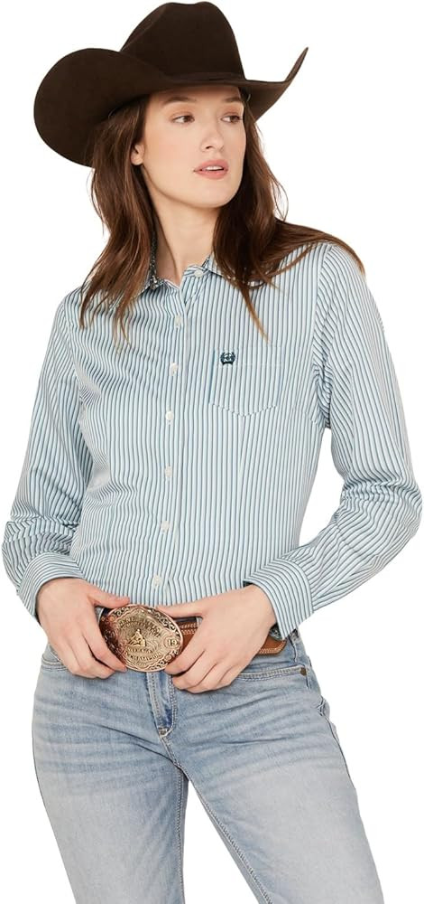 Cinch Western Shirt Womens Long Sleeve Button Front Stripes MSW9164203 | Amazon (US)