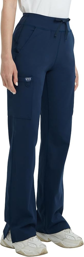 QBK High Rise Yoga Scrub Pants Women - Straight Wide Leg Uniform Pants with Cargo Pocket, Anti-Wr... | Amazon (US)
