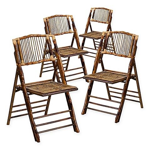 Flash Furniture Bamboo American Champion Folding Chairs in Brown (Set of 4) | Bed Bath & Beyond