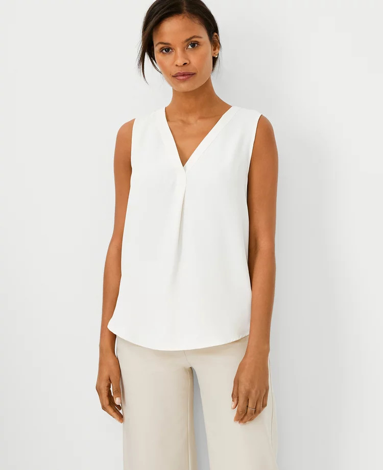 Mixed Media Pleat Front Top | Ann Taylor (US)