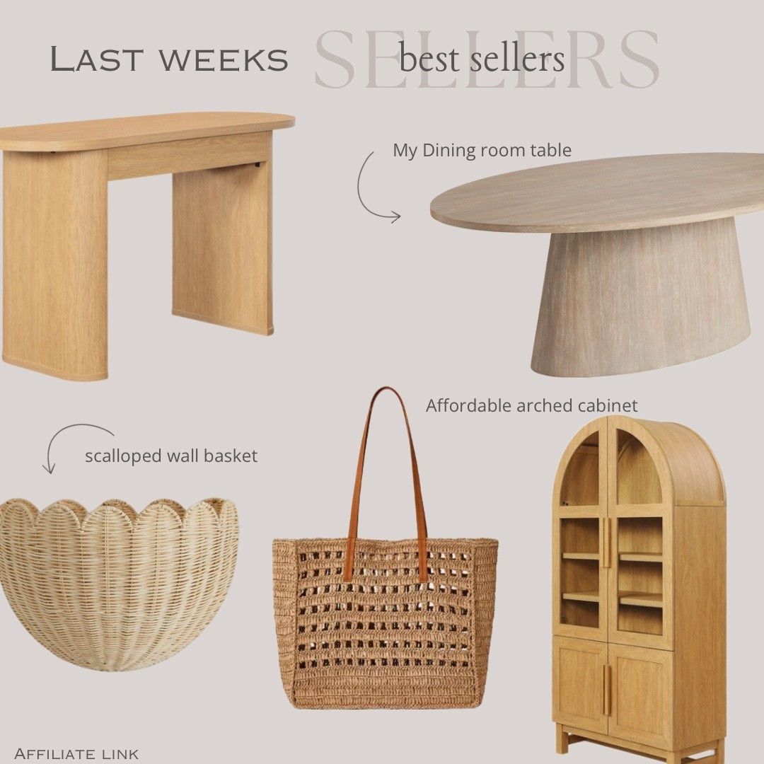 Last week Best Sellers 🤎

Arched cabinet, display cabinet, scalloped wall basket, straw tote, beach bag, writing desk, vanity desk, home decor, dining room table, affordable home decor, neutral home 

#bestsellers #walmart #worldmarket #target

#LTKSummerEdit #LTKHome