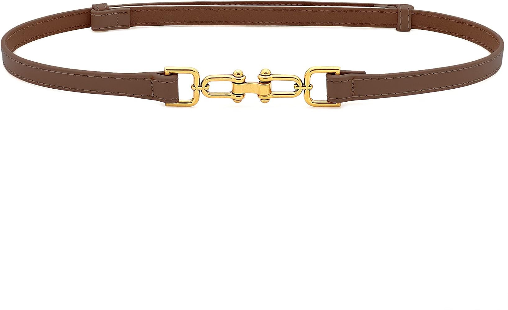 BAOKELAN Skinny Leather Belts for Women Slim Waist Belt Patent Leather with Gold Buckle for Dress | Amazon (US)