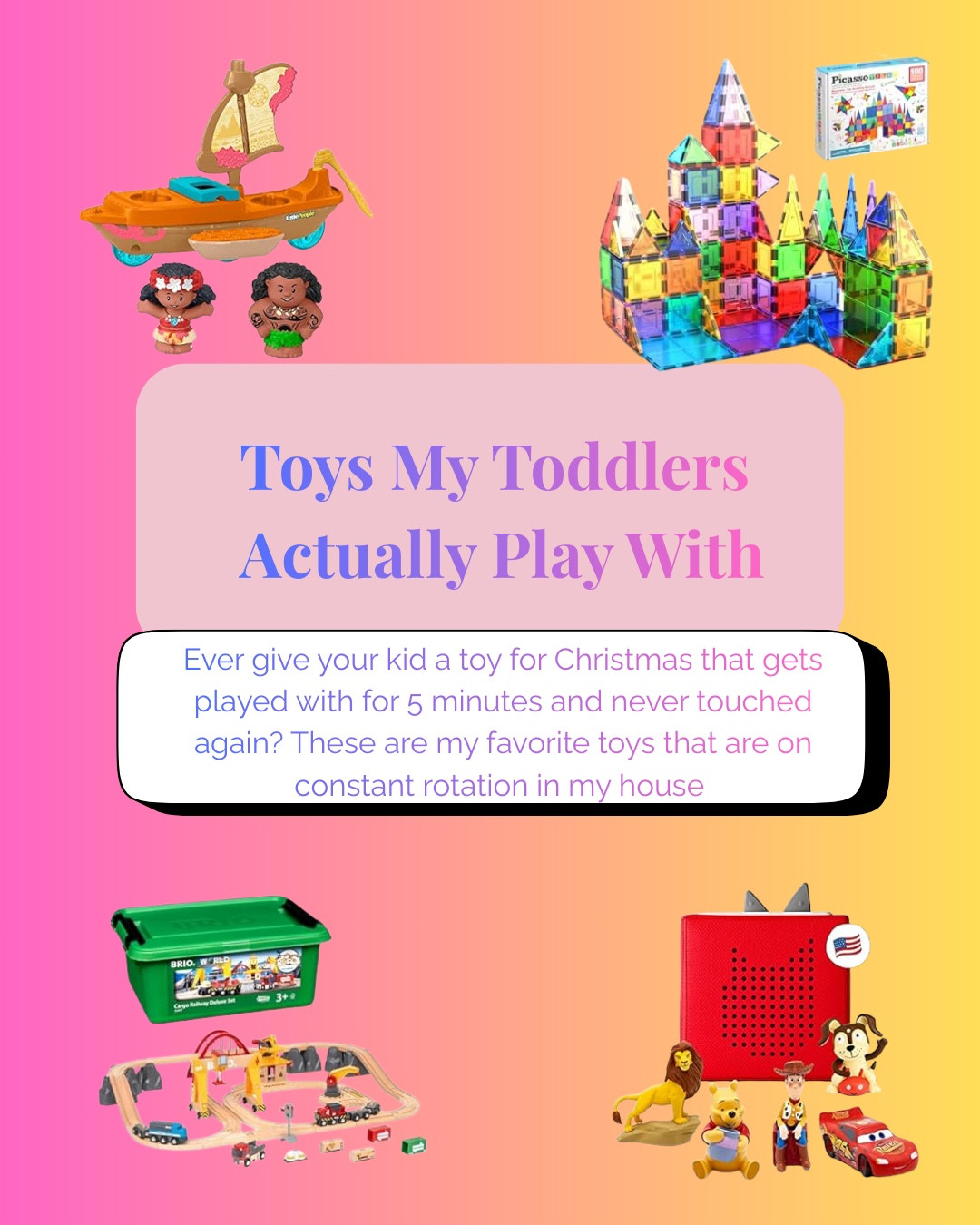 Part 2: There have been so many things that I got my kids as gifts that 5 minutes after unwrapping them, they were hardly ever touched again. 

THESE are the ones that have stuck around and are on constant rotation in our house. If you need some toddler gift inspiration this Christmas, here it is!

Don’t see the toys you’re looking for linked here? Check part 1, one post back!

#LTKCyberWeek #LTKKids #LTKGiftGuide