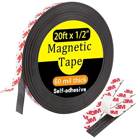 Jianwen Value Pack 20FT Magnetic Tape with 3M Adhesive Backing,Wide 1/2" Magnet Tape Strips for C... | Amazon (US)