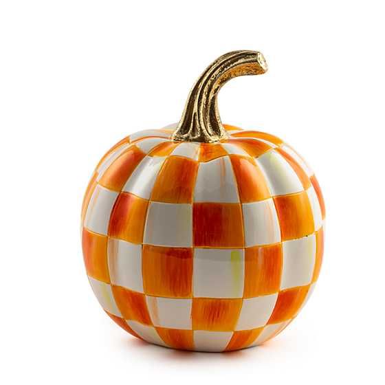 Orange Check Pumpkin - Mini | MacKenzie-Childs