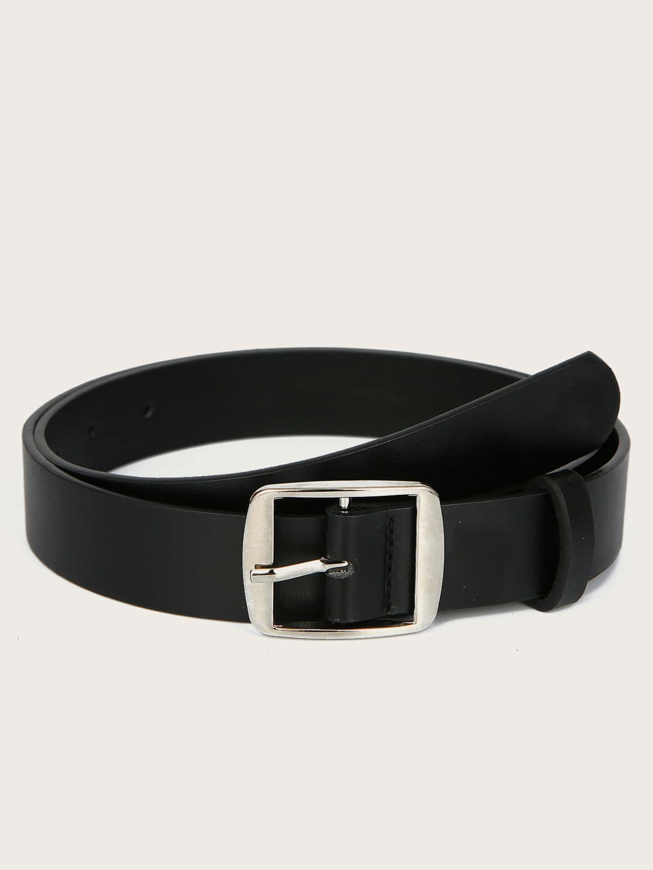 1pc Women Black Square Buckle Casual Belt For Daily Life | SHEIN
