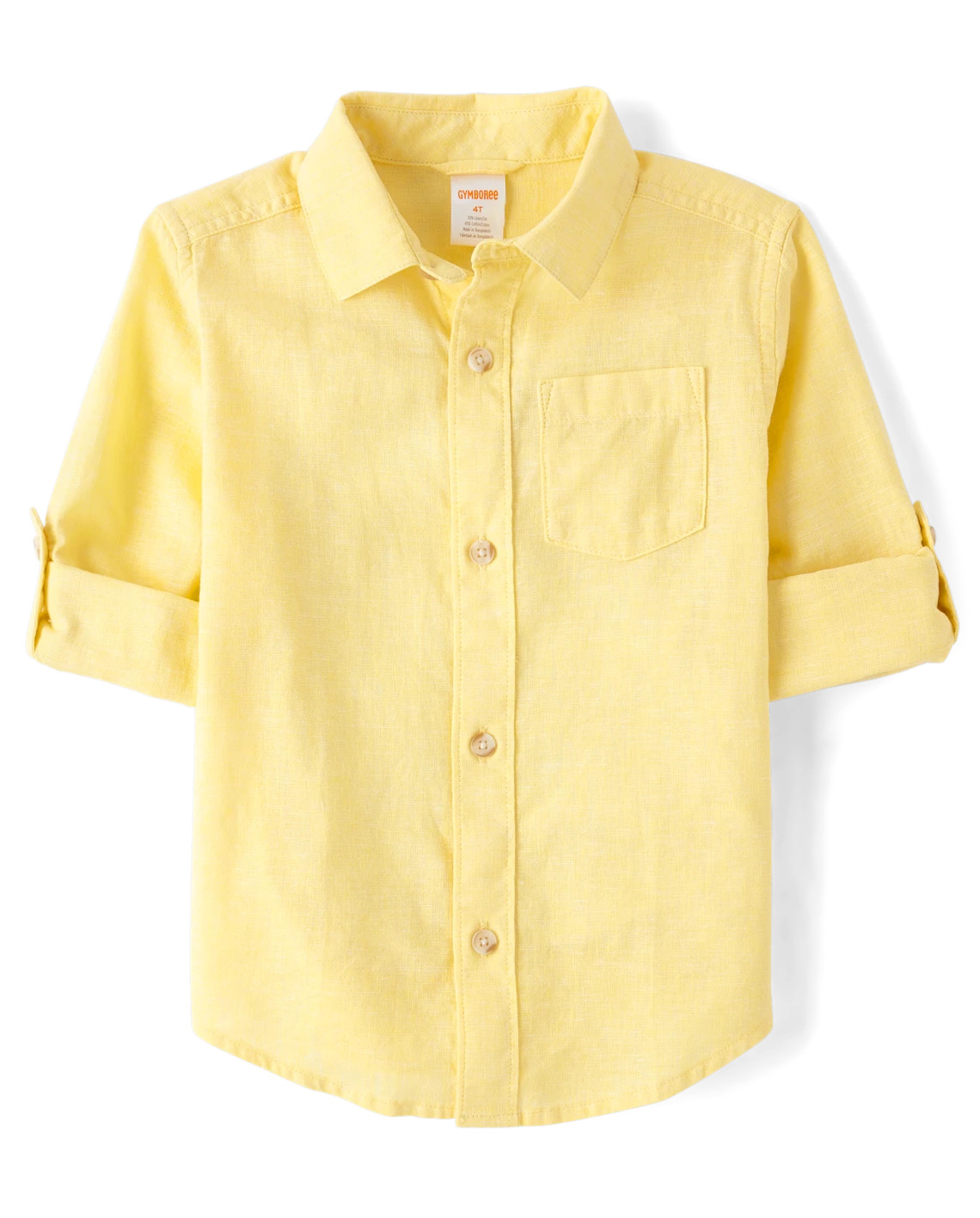 Kids Long Sleeve Linen-Blend Button Up Shirt - YELLOW | Gymboree | Gymboree