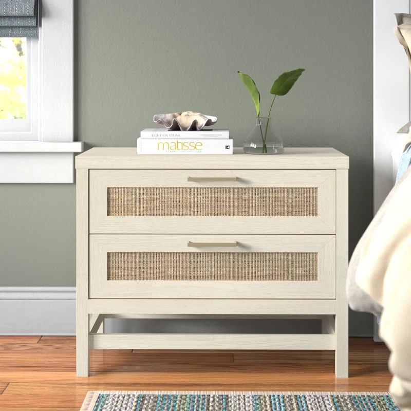 Stehouse 24'' Tall 2 - Drawer Nightstand in Ivory Oak/Brown | Wayfair North America