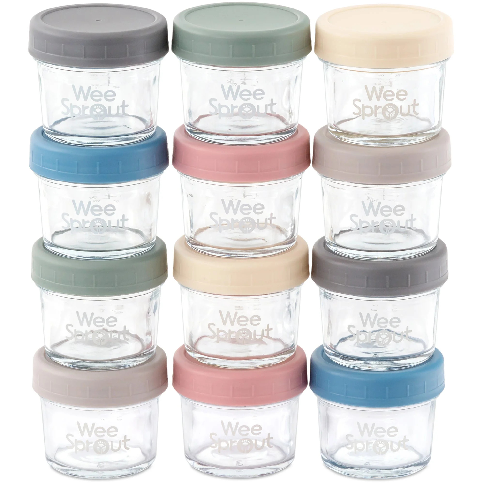 WeeSprout Glass Baby Food Storage Containers , Set of 12 , 4 oz Glass Baby Food Jars with Lids , ... | Walmart (US)