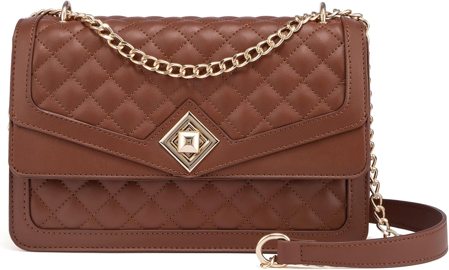 LOVEVOOK Crossbody Bags for Women Leather Quilted Shoulder Bag with Chain Strap Trendy Clutch Sat... | Amazon (US)