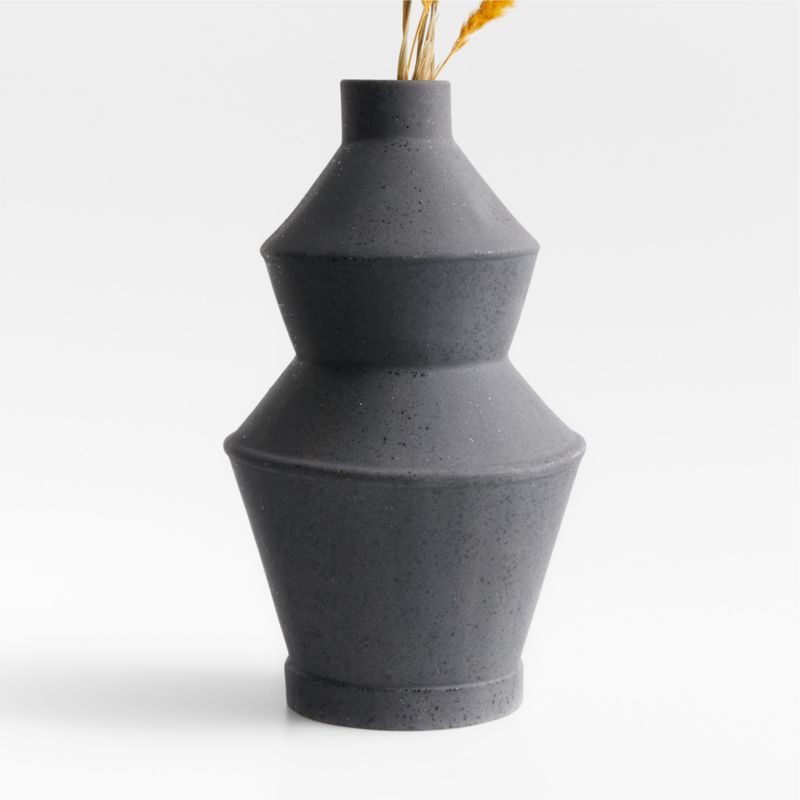 Angle Black Ceramic Vase 14" + Reviews | Crate & Barrel | Crate & Barrel