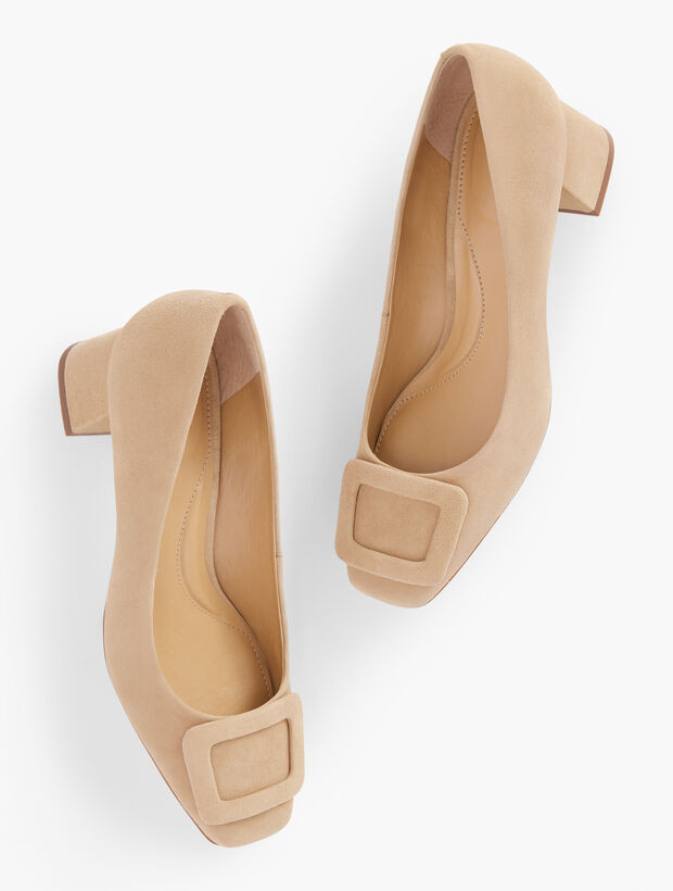 Carlye Buckle Block Heel Pumps - Suede | Talbots