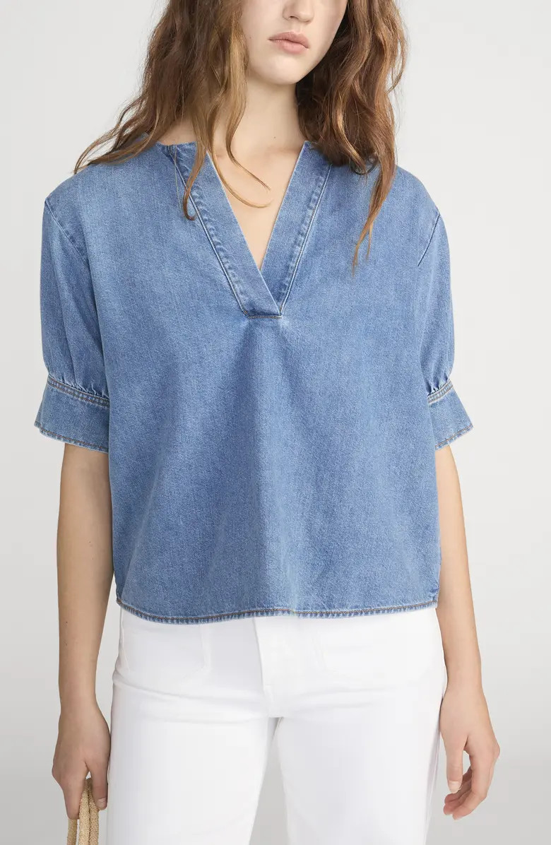 V-Neck Denim Popover Top | Nordstrom