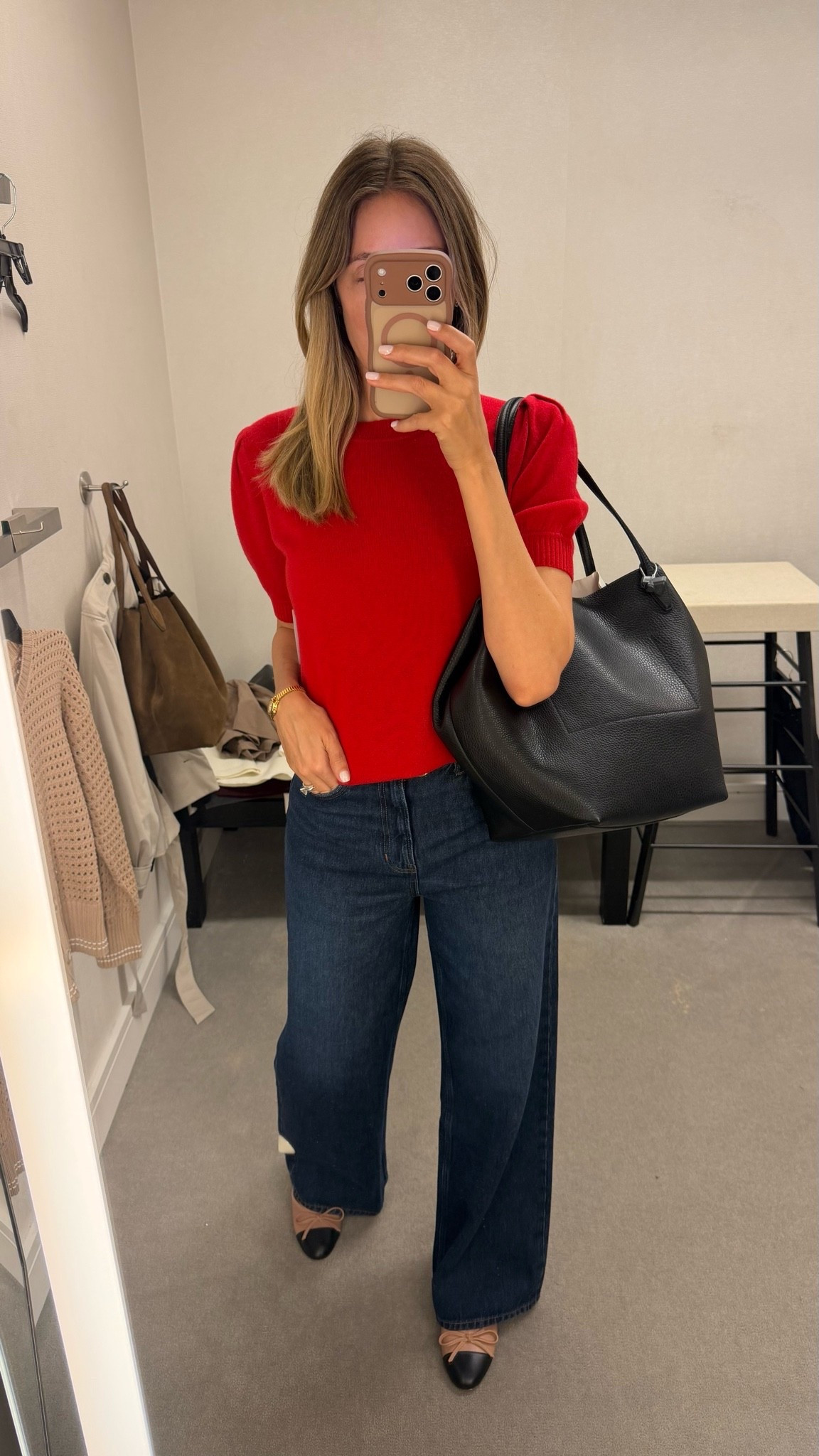 Nordstrom Sale - beautiful red cashmere top, the jeans are so flattering and beautiful, love how versatile this bag is. Runs true to size

#LTKootd #LTKU #LTKSeasonal