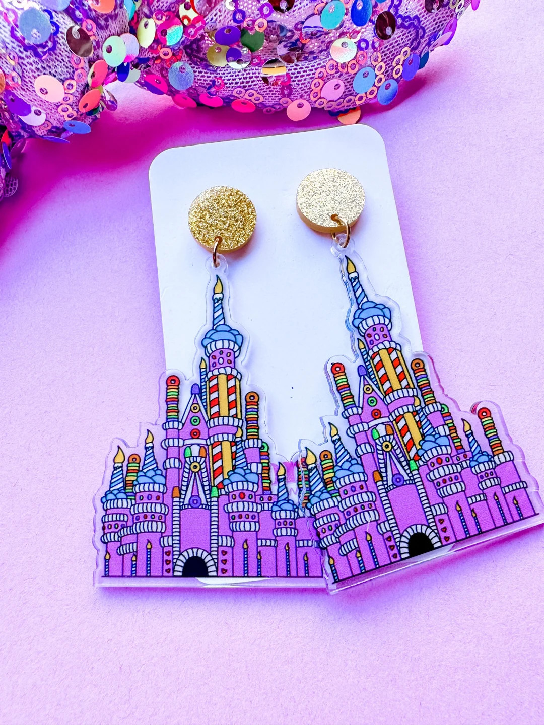 Birthday Cake Castle Earrings Disney Castle Earrings WDW 25th Anniversary Castle Earrings - Etsy | Etsy (US)