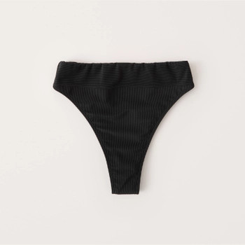 High-Waist Cheeky Ribbed Bikini Bottom | Abercrombie & Fitch (US)